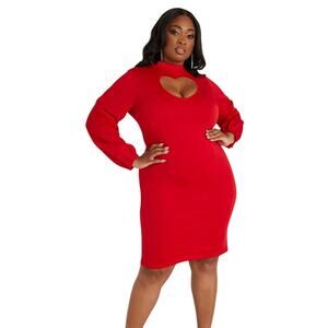PLUS Size 22/24 3X | Stretch-knit RED Dress with Sexy Heart-Shaped Cutout | NWT